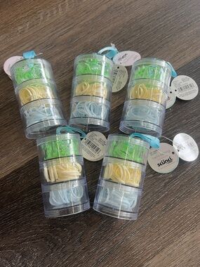 (51) NWT scunci Stackable Hair Tie Set - Pastel Blue, Cream, Neon Green